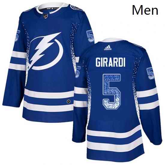 Mens Adidas Tampa Bay Lightning 5 Dan Girardi Authentic Blue Drift Fashion NHL Jersey